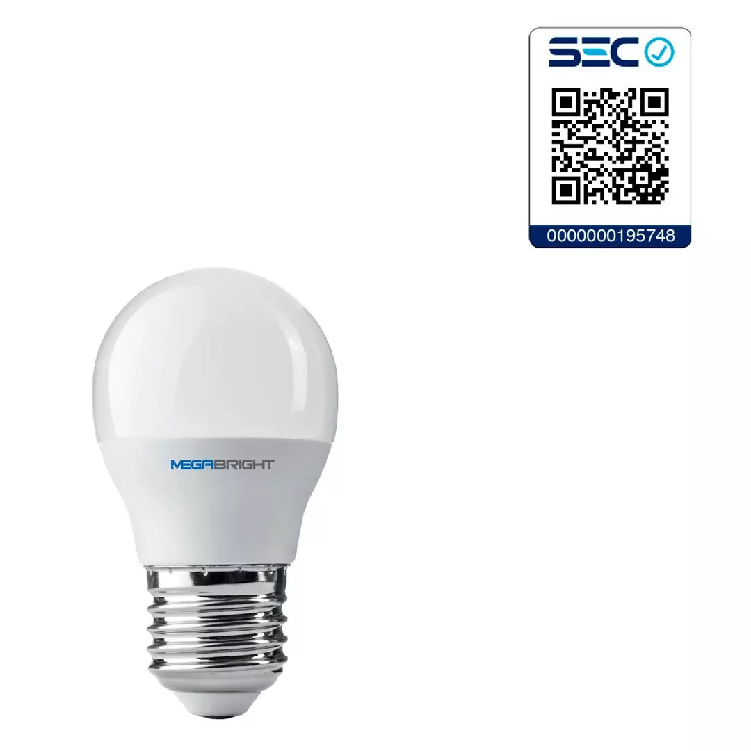AMPOLLETA BOLA 5 WATT LUZ CALIDA E 27 MEGABRIGHT