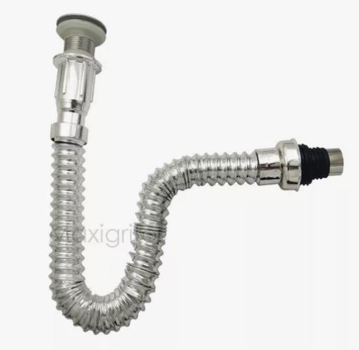 DESAGUE CON SIFON CORRUGADO CROMADO 90CM GM