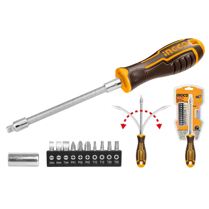 DESTORNILLADOR FLEXIBLE SL/PH/T 12 PIEZAS INGCO