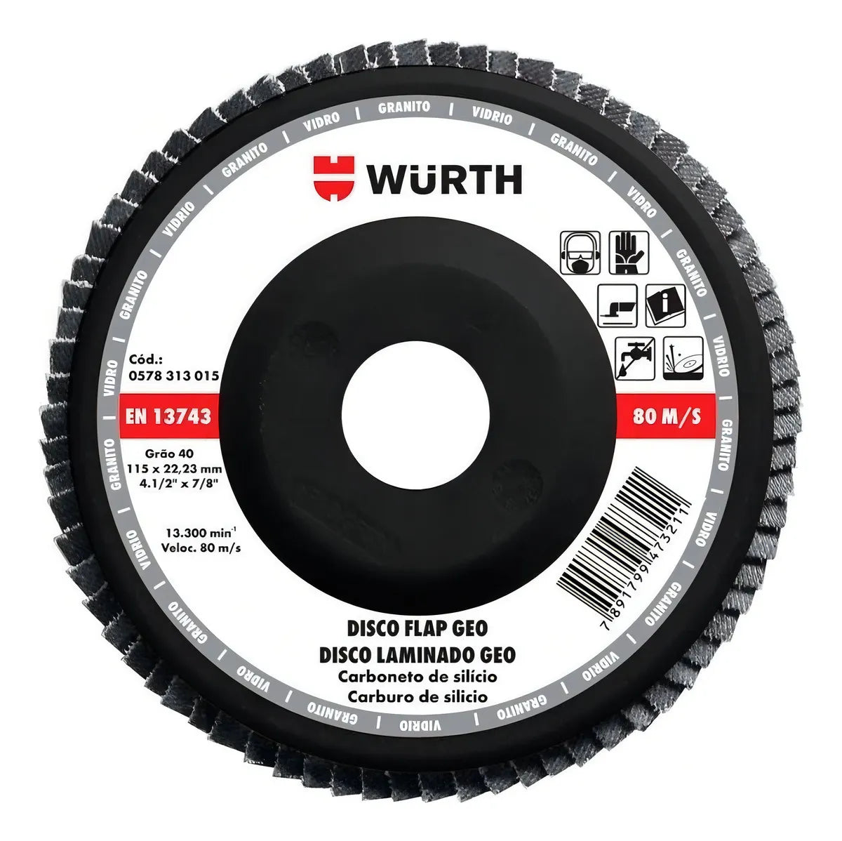 DISCO FLAP PULIR VIDRIO 4.1/2 GRANO 120 WURTH