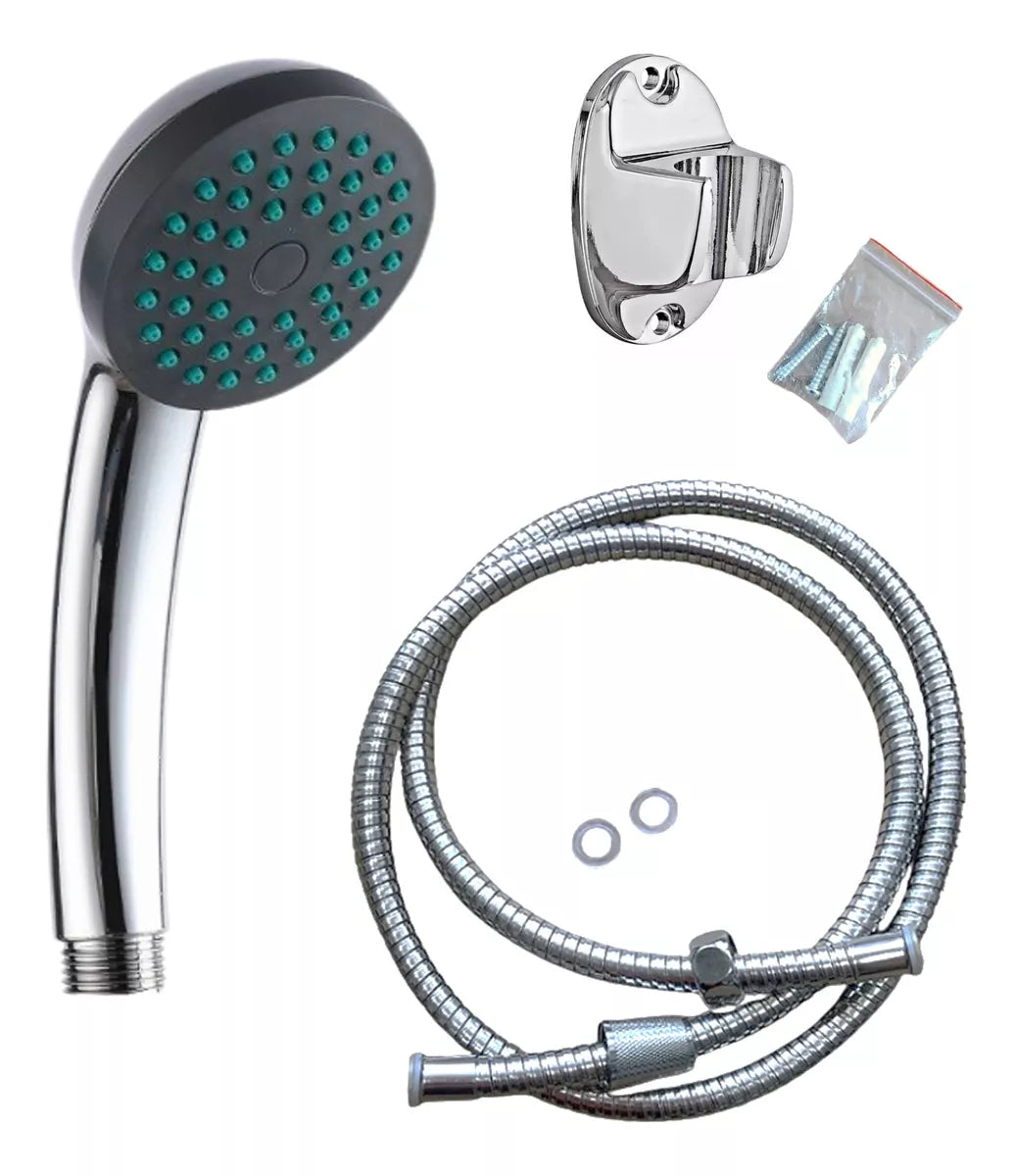SET DE DUCHA CROMADA MAS FLEXIBLE 1.5 MT PUNTO VERDE GM