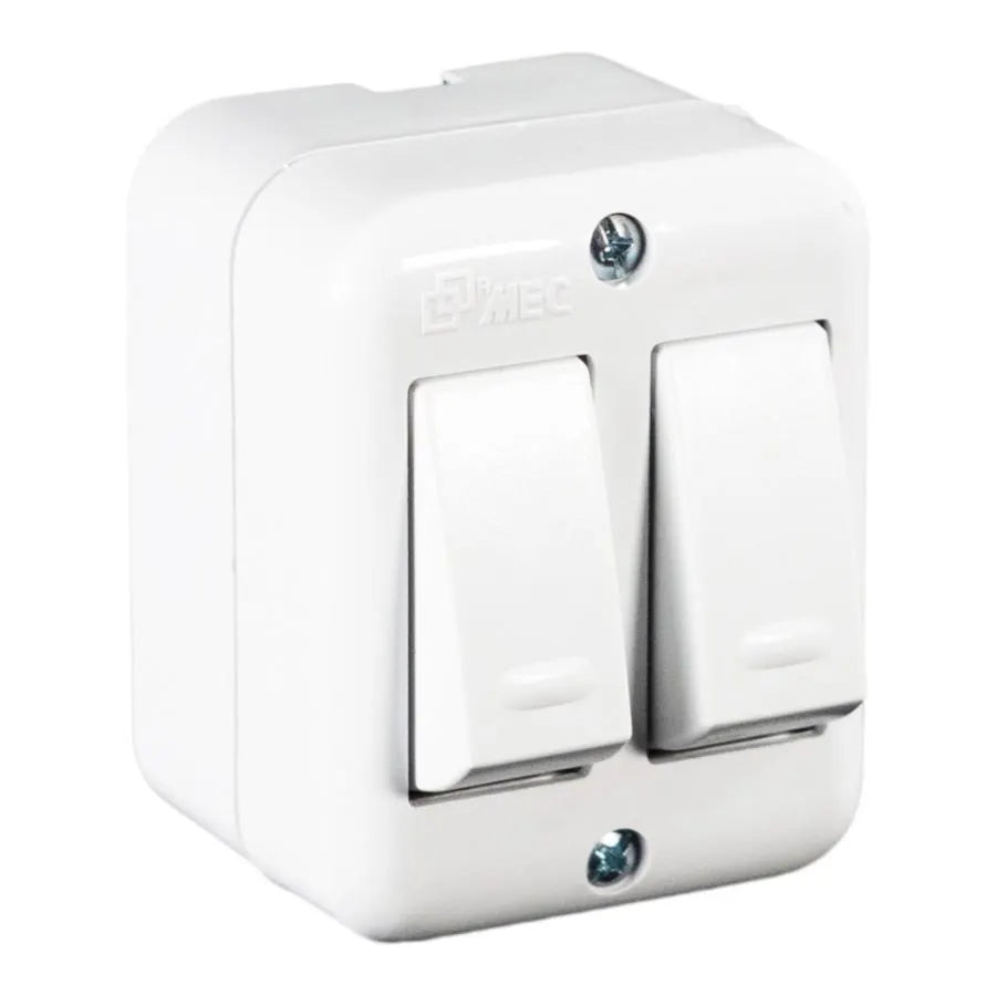 INTERRUPTOR DOBLE SOBREPUESTO 9/15 10A BLANCO MEC