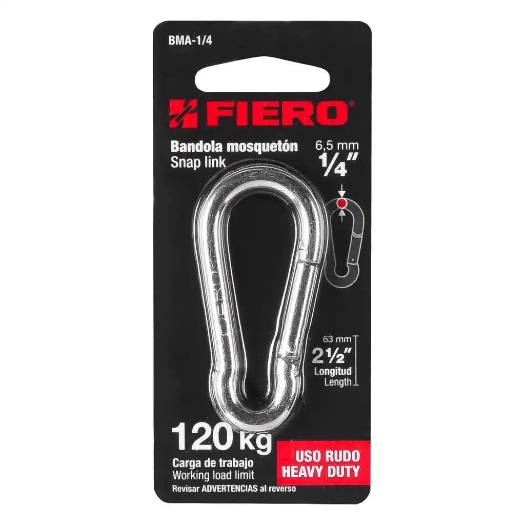 MOSQUETON 1/4 - 2.1/2 PULGADAS 120 KG FIERO