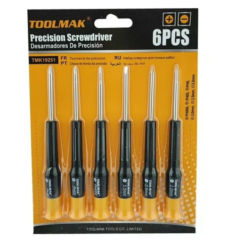 SET DESTORNILLADOR PRECISION RELOJERO 6PZ TMK (CRUZ - PALETA) TOOLMAX