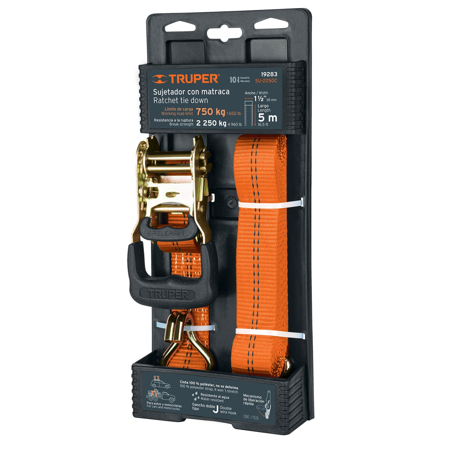 ESLINGA SUJETADOR CON MATRACA 1. 1/2 - 5M- LIM.CARGA 750 KG TRUPER