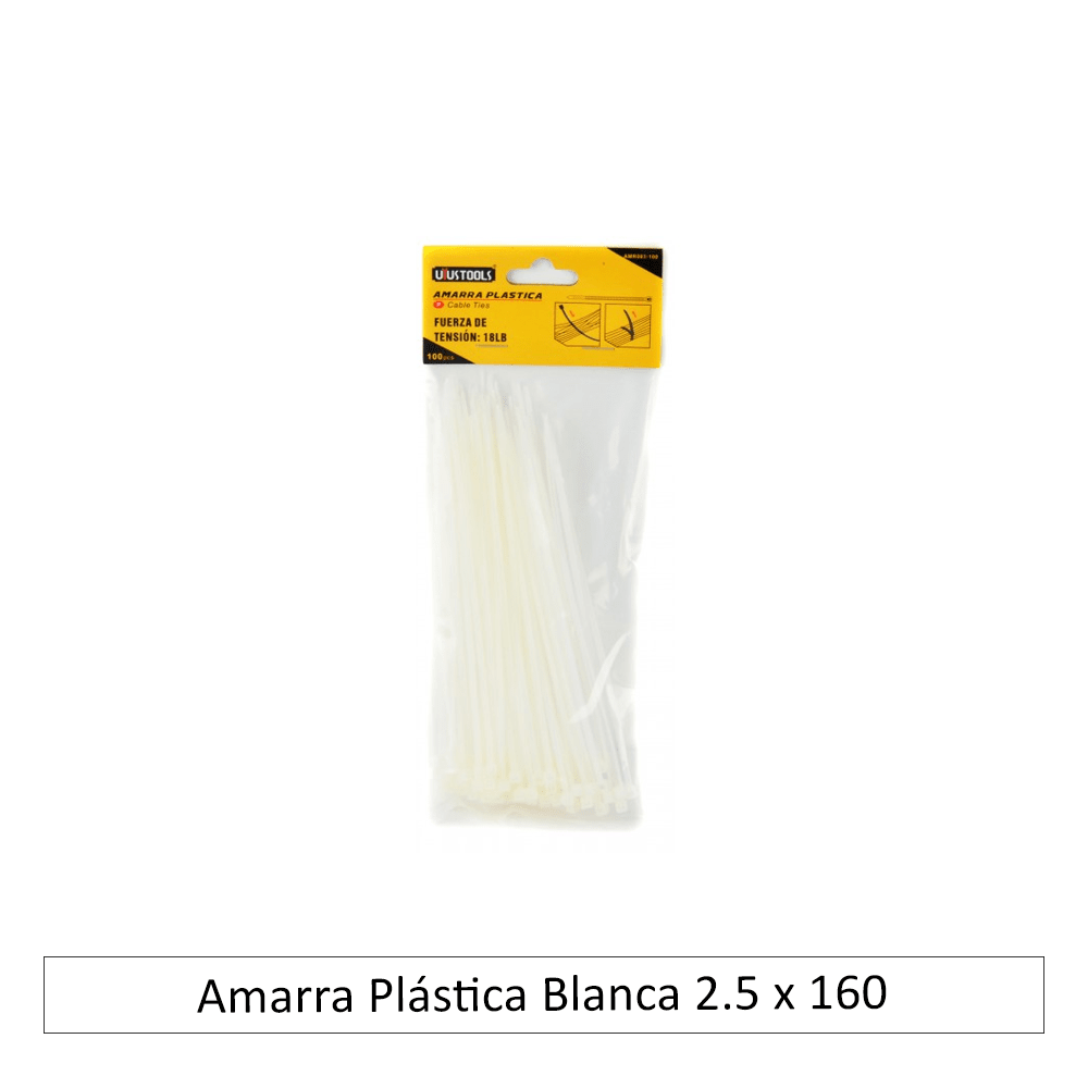AMARRAS PLASTICAS BLANCO 2.5 x 150 MM 50 UND