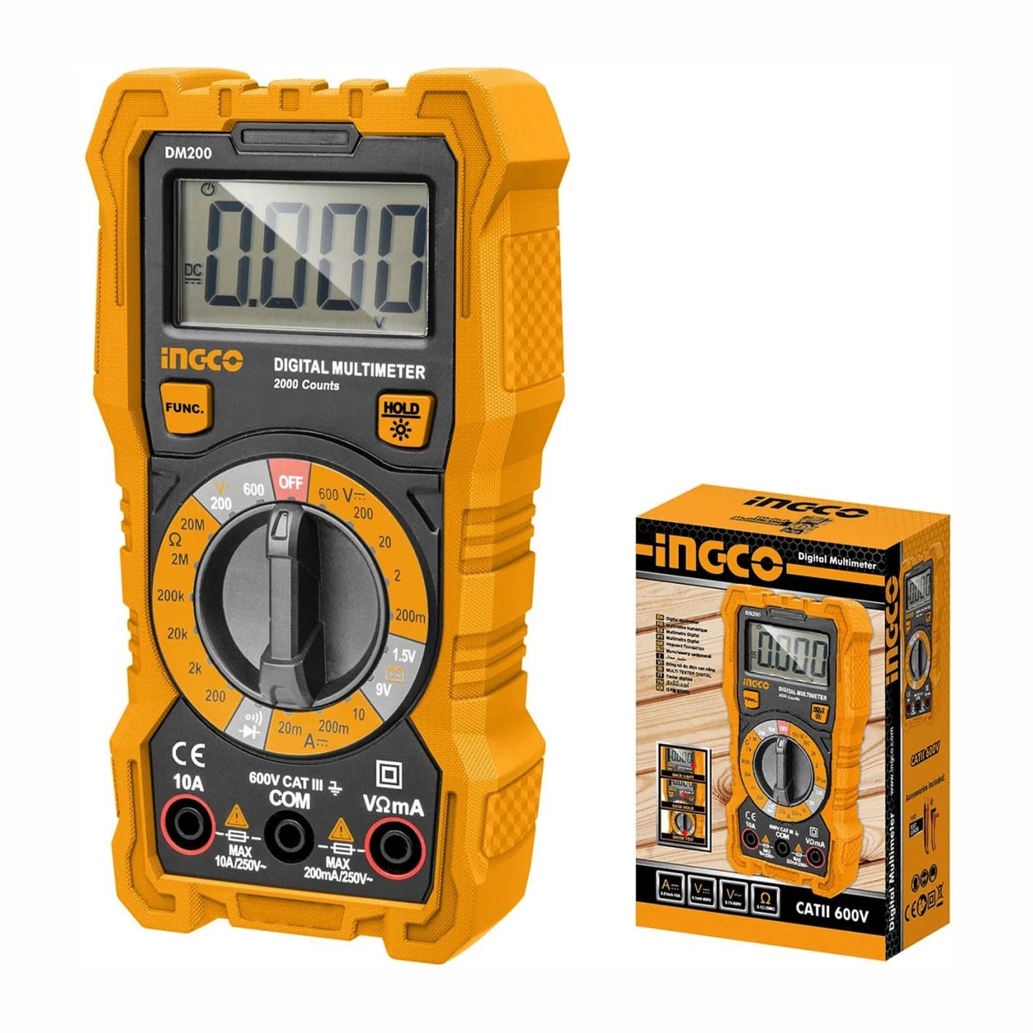 MULTIMETRO DIGITAL 2000 CAT.III 600V INGCO