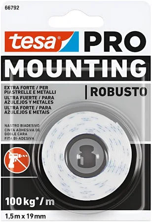 CINTA ADHESIVA DOBLE FAZ PRO MOUNTING 100 KG TESA
