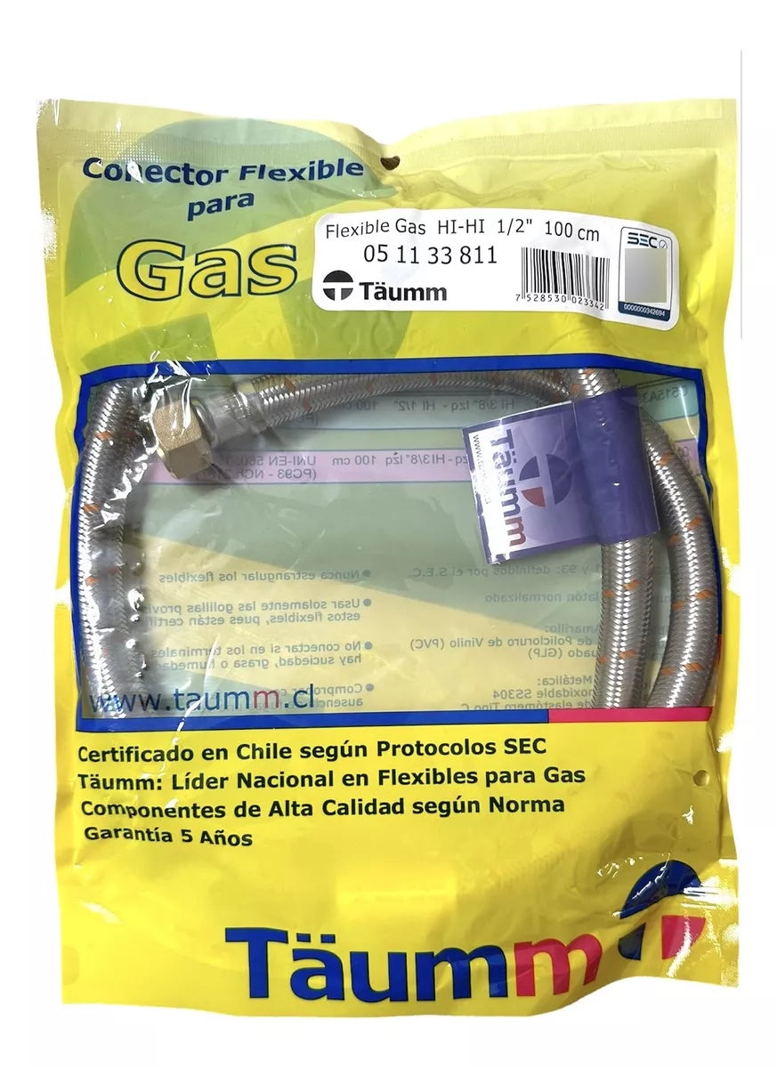 FLEXIBLE GAS 1/2 X 1/2 HI - HI 100CM SERCOGAS - HOFFENS