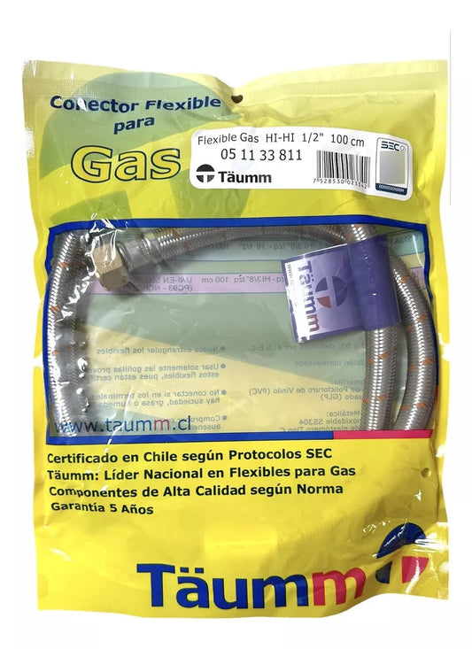 FLEXIBLE GAS 1/2 X 1/2 HI - HI 100CM SERCOGAS - HOFFENS