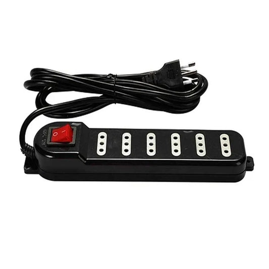 ALARGADOR 3 MTS  6 POS CON SWITCH NEGRO MACROTEL