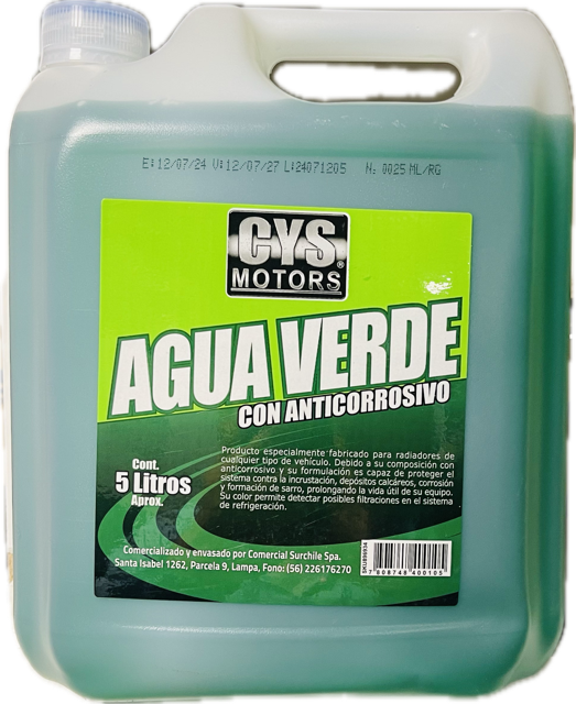 AGUA VERDE BIDON 5 LITROS  CYS MOTORS