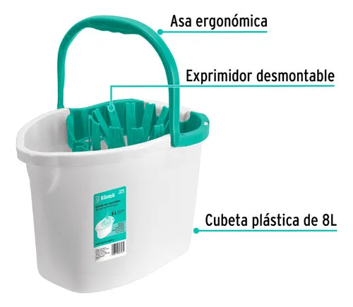 BALDE PARA TRAPEAR CON EXPRIMIDOR 8 LTS BLANCO KLINTEK