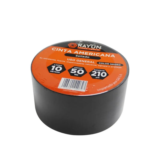 CINTA DUCTO TAPE USO GENERAL 50MM X 10 MTS NEGRO RAYUN