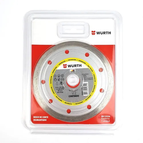 DISCO CORTE DIAMANTADO CONTINUO 4.1/2 CONCRETO WURTH