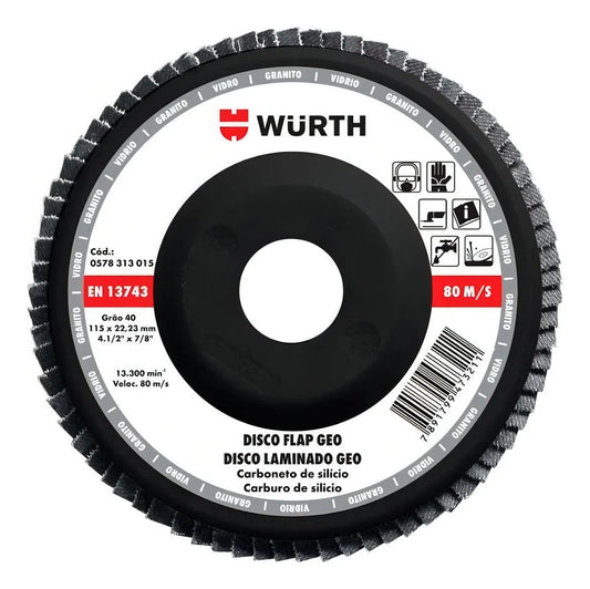 DISCO FLAP PULIR VIDRIO 4.1/2 GRANO 120 WURTH