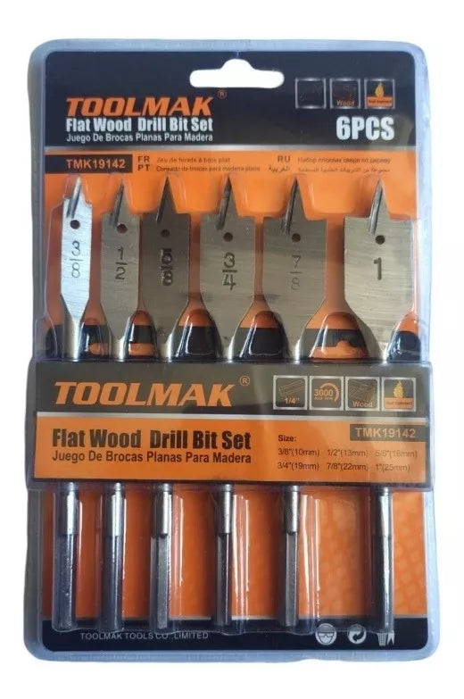 BROCA MADERA PLANA 6 PCS MECHA TOOLMAX