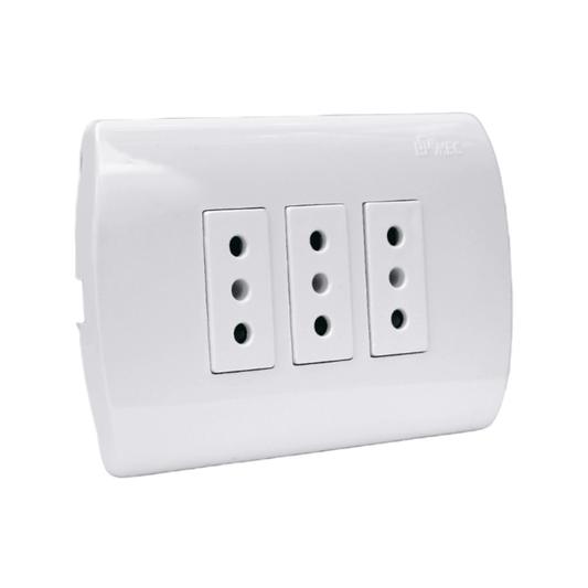 ENCHUFE EMBUTIDO TRIPLE COMPACTO 10A BLANCO ARIS MEC