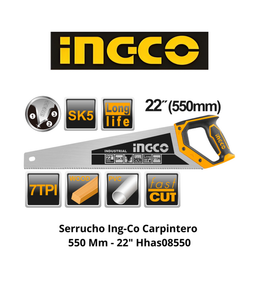 SERRUCHO CARPINTERO PROF. 550MM/22 PULG. INGCO HHAS08550