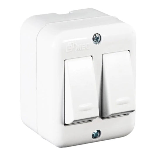INTERRUPTOR DOBLE SOBREPUESTO 9/15 10A  BLANCO MEC