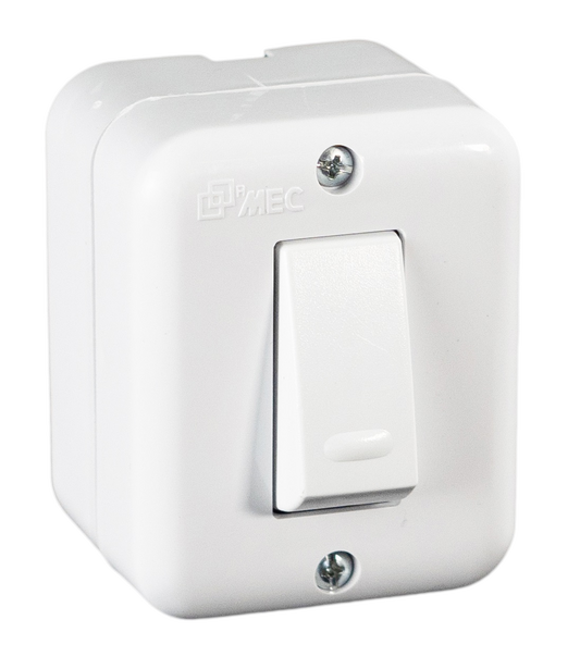INTERRUPTOR SIMPLE SOBREPUESTO 9/12 10A  BLANCO  MEC
