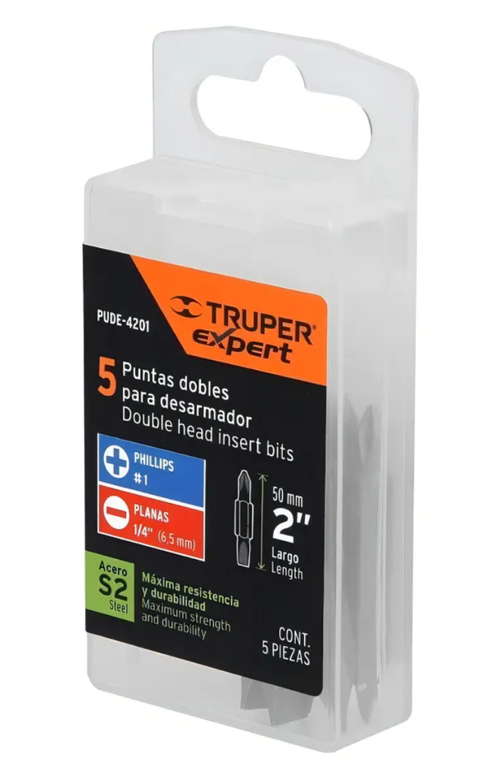 JUEGO 5 PUNTAS DOBLES PH1-1/4 2  CRUZ-PLANA PUDE-4201 TRUPER