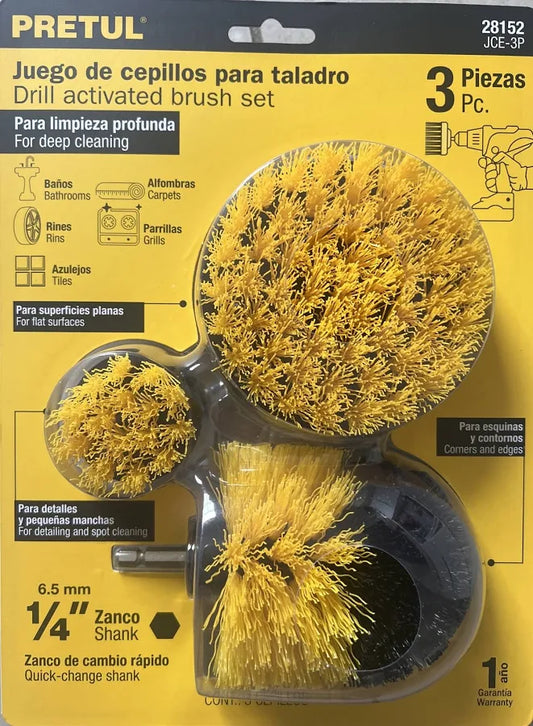 JUEGO DE 3 CEPILLOS PARA TALADRO PRETUL