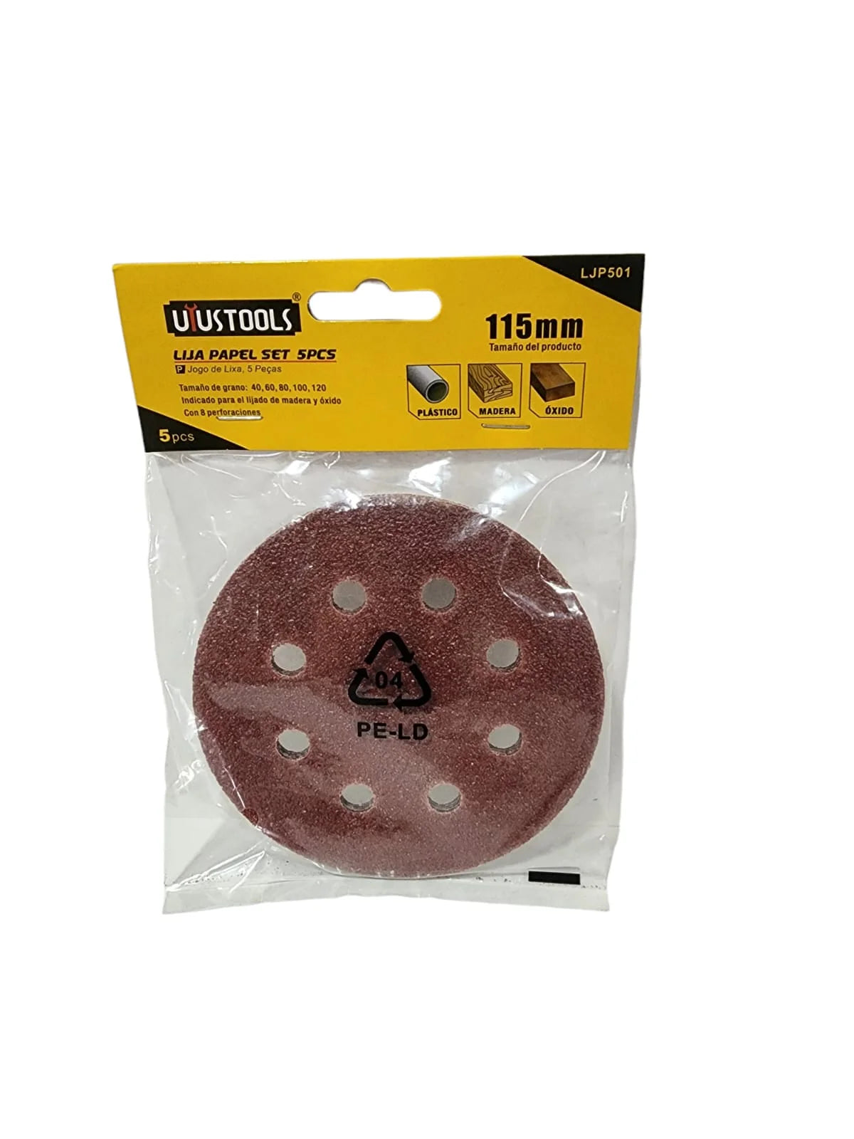 JUEGO DISCO LIJA PAPEL 5PCS UYUSTOOLS