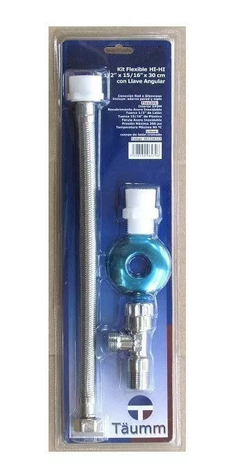KIT FLEXIBLE WC 1/2 X 15/16 25CM HE-HI CON LLAVE ANGULAR TAUMM