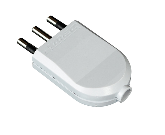 MACHO VOLANTE CON TIERRA  16 AMP BLANCO MEC