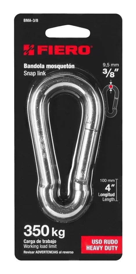 MOSQUETON 3/8 - 4 PULGADAS 350 KG FIERO