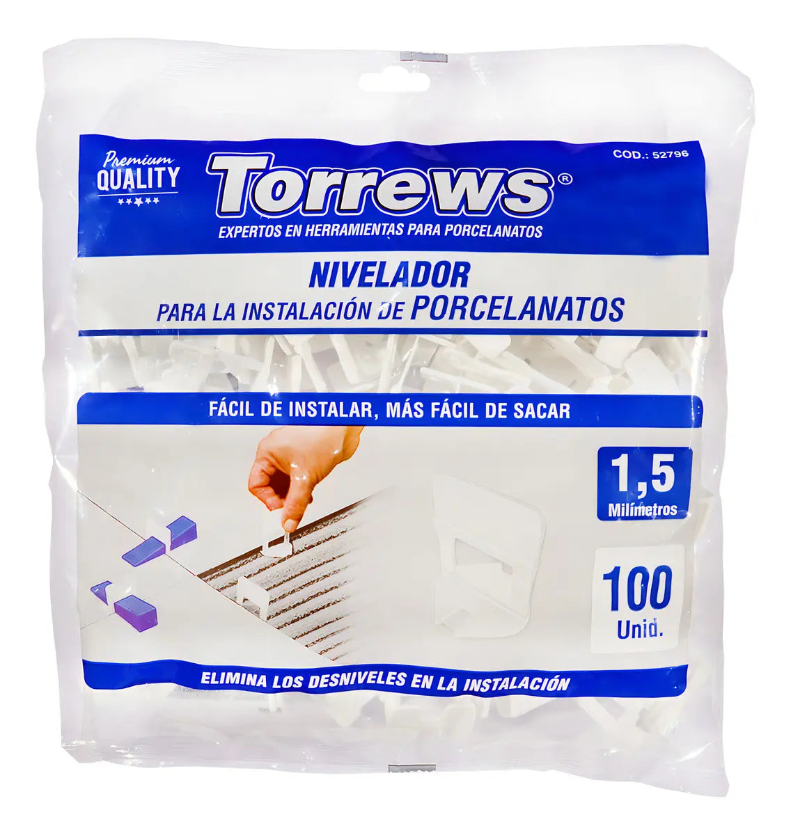 NIVELADOR PARA PORCELANATO 1.5MM BOLSA 100 UNIDADES TORREWS