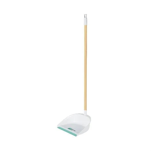 PALA BASURA PLASTICA BLANCA MANGO MADERA KLINTEK