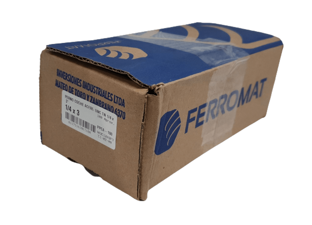 PERNO COCHE ACERO TN 1/4X3 X CAJA