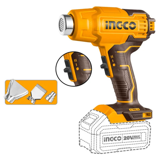 PISTOLA DE CALOR INALAMBRICA 300 - 550 C  20 V INGCO
