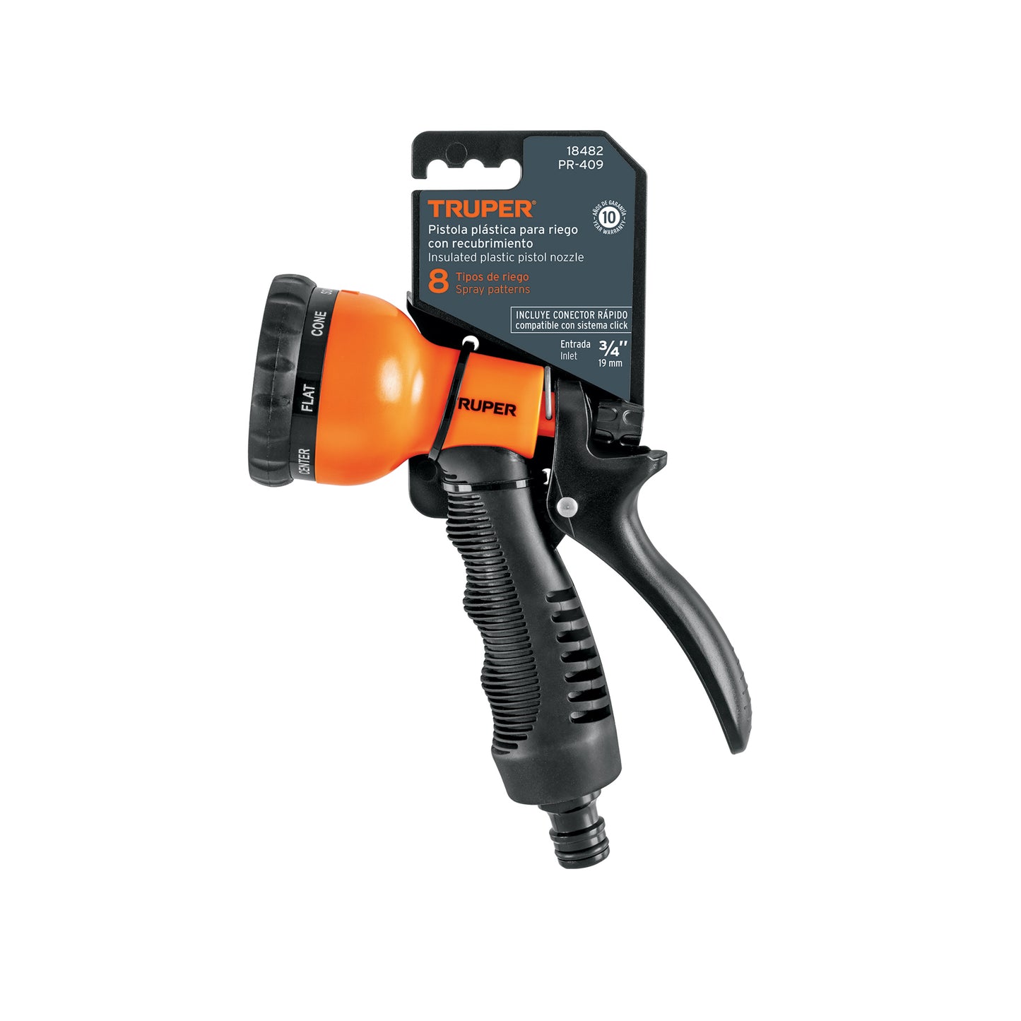 PISTOLA PLASTICA 8 FUNCIONES C/RECUB PR-409 TRUPER