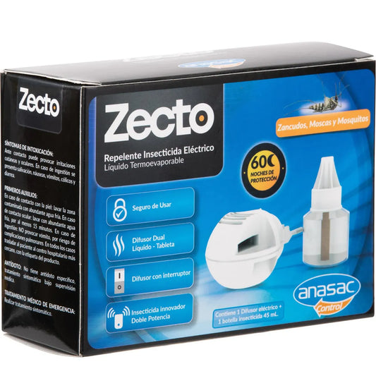 REPELENTE INSECTICIDA ELECTRICO ENCHUFE - BOTELLA 45 ML ZECTO