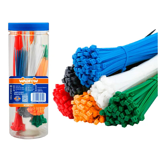 SET AMARRAS PLASTICAS 200 PIEZAS 5 COLORES WADFOW