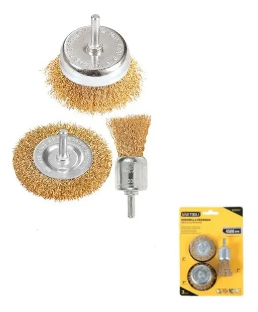 SET ESCOBILLA REDONDA CHASCON BRONCE UYUSTOOLS 3 PZAS PARA TALADRO