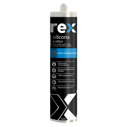 SILICONA ACETICA C/FUNGICIDA TRANSPARENTE 300ML REX