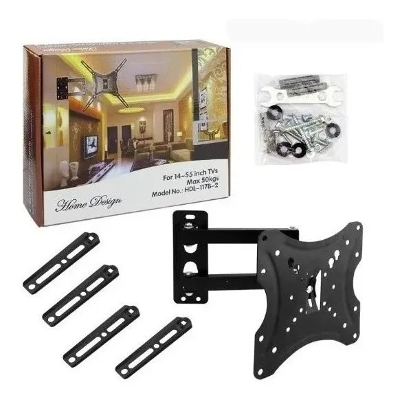 SOPORTE TV DE 14 A 55 PULGADAS  CON BRAZO MOVIBLE MAXIMO 50 KGS HOME DESIGN