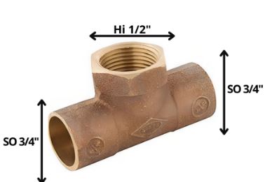 TEE BRONCE SO SO HI 3/4 X 3/4 X 1/2