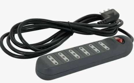 ALARGADOR 3 MTS CON INTERRUPTOR 6 TOMAS NEGRO KALOP