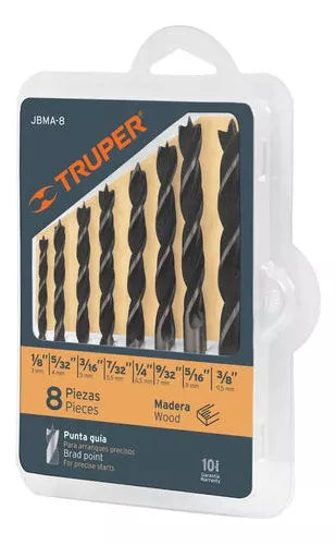 JUEGO DE 8 BROCAS P/MADERA TRUPER