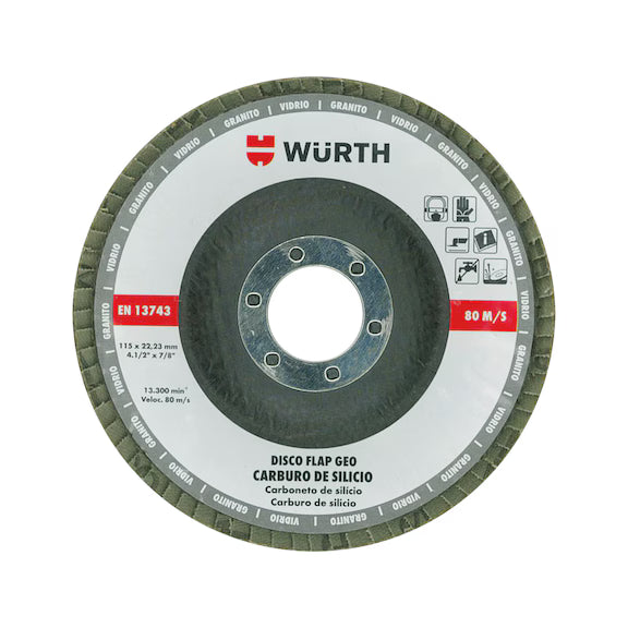 DISCO FLAP PULIR VIDRIO 4.1/2 GRANO 100 WURTH