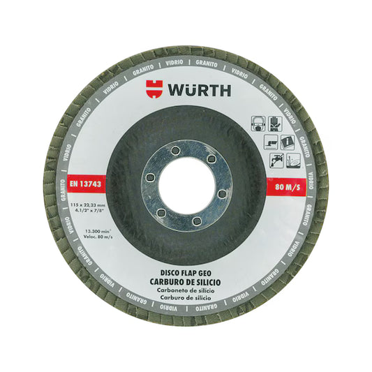 DISCO FLAP PULIR VIDRIO 4.1/2 GRANO 100 WURTH