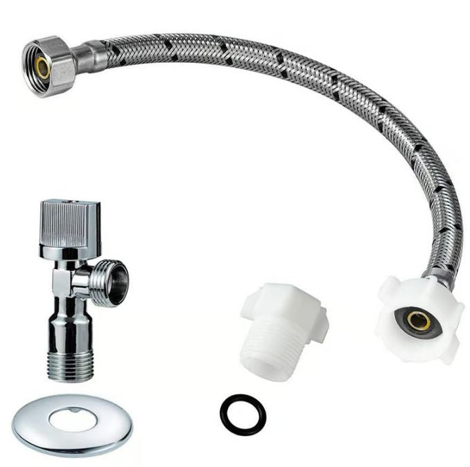 KIT FLEXIBLE WC 1/2 X 15/16 HI-HI 35CM + LLAVE ANGULAR TAUMM