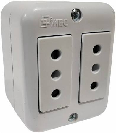 ENCHUFE DOBLE SOBREPUESTO 10A BLANCO ARIS (MEC)