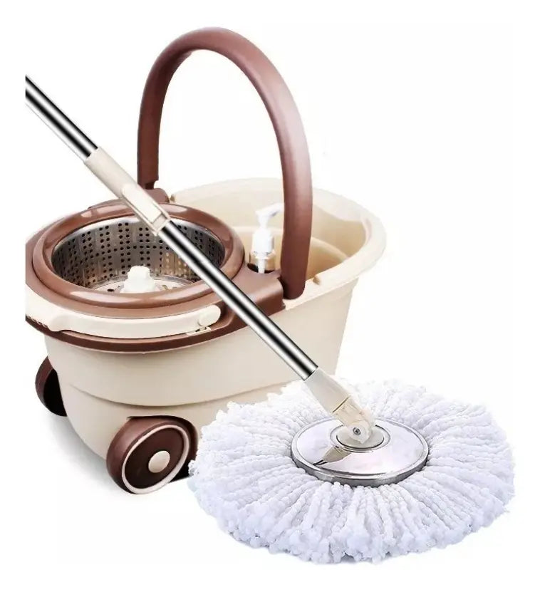 BALDE PARA TRAPEAR CON MOPA GIRATORIA-EXPRIMIDOR CREMA
