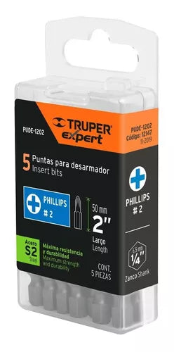 JUEGO 5 PUNTAS PHILLIPS PH2 2 CRUZ PUDE-1202 TRUPER